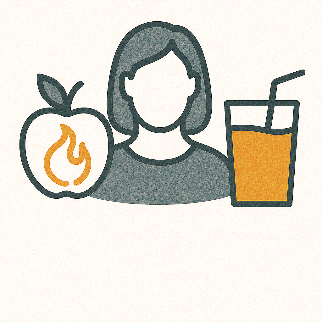 Icon of an apple and measuring tape, representing nutrition coaching.